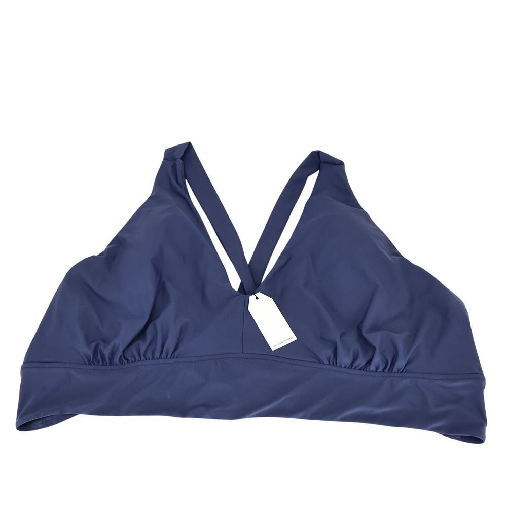 Universal Standard V Neck Tie Back Bikini Top Navy Blue Size 4XL 38-40 NWT